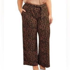 Terra & Sky Leopard Pants 3X 24W-26W Wide Leg Mob Wife Aesthetic